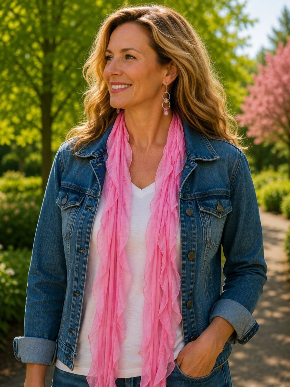 Pink Flutter Scarf Lightweight Women Accessory Multiwear
